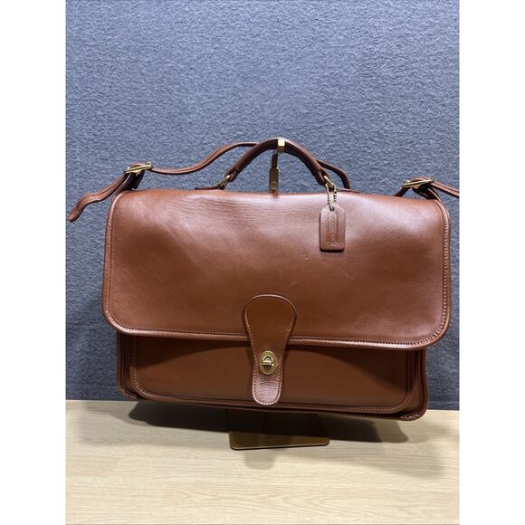 Vintage Coach Business Bag British Tan Metropolitan Briefcase Leather Work 5180 - Picture 1 of 16